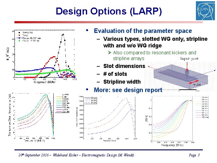 Design Options (LARP) • Evaluation of the parameter space – Various types, slotted WG