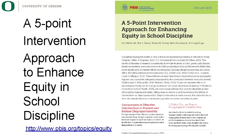 A 5 -point Intervention Approach to Enhance Equity in School Discipline http: //www. pbis.