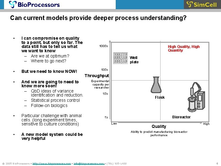 Can current models provide deeper process understanding? • I can compromise on quality to