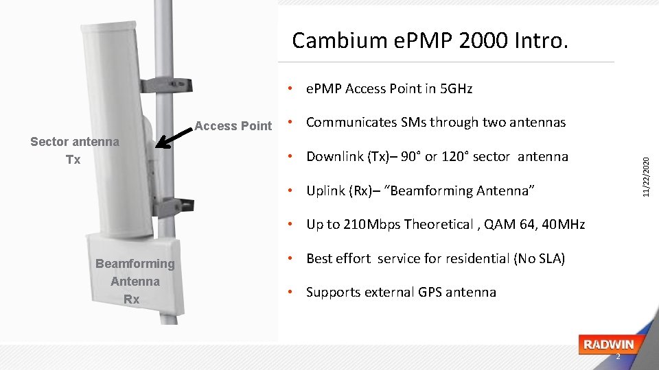 Cambium e. PMP 2000 Intro. • e. PMP Access Point in 5 GHz Sector