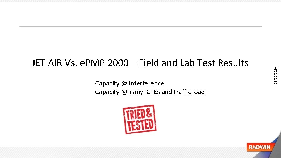 11/22/2020 JET AIR Vs. e. PMP 2000 – Field and Lab Test Results Capacity