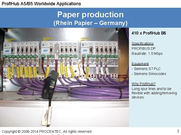 Profi. Hub A 5/B 5 Worldwide Applications Paper production (Rhein Papier – Germany) 410