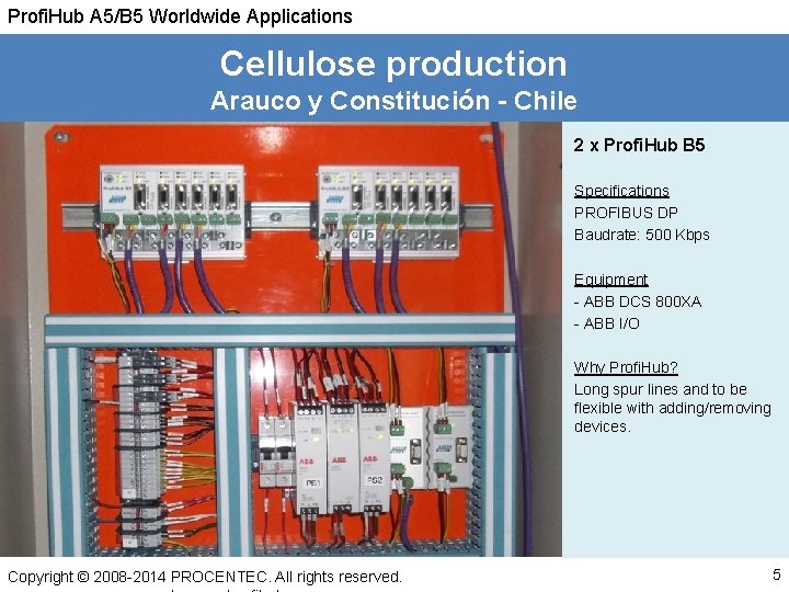 Profi. Hub A 5/B 5 Worldwide Applications Cellulose production Arauco y Constitución - Chile