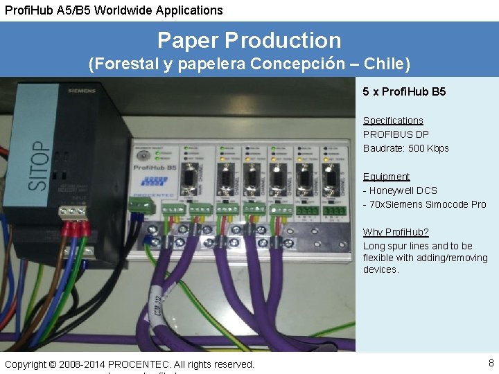 Profi. Hub A 5/B 5 Worldwide Applications Paper Production (Forestal y papelera Concepción –