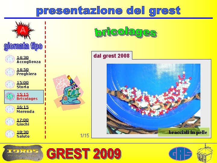 dal grest 2008 14: 30 Accoglienza 14: 50 Preghiera 15: 00 Storia 15: 15