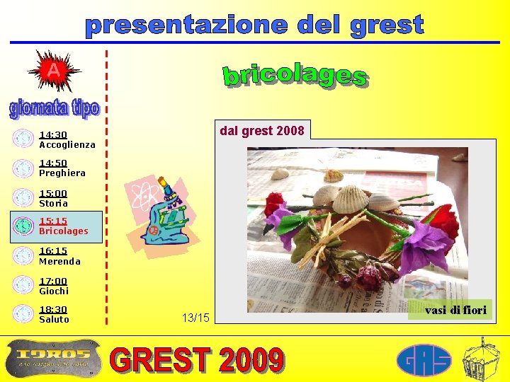 dal grest 2008 14: 30 Accoglienza 14: 50 Preghiera 15: 00 Storia 15: 15