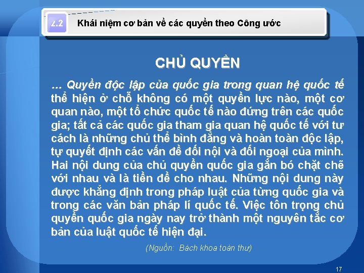 2. 2 Khái niệm cơ bản về các quyền theo Công ước CHỦ QUYỀN