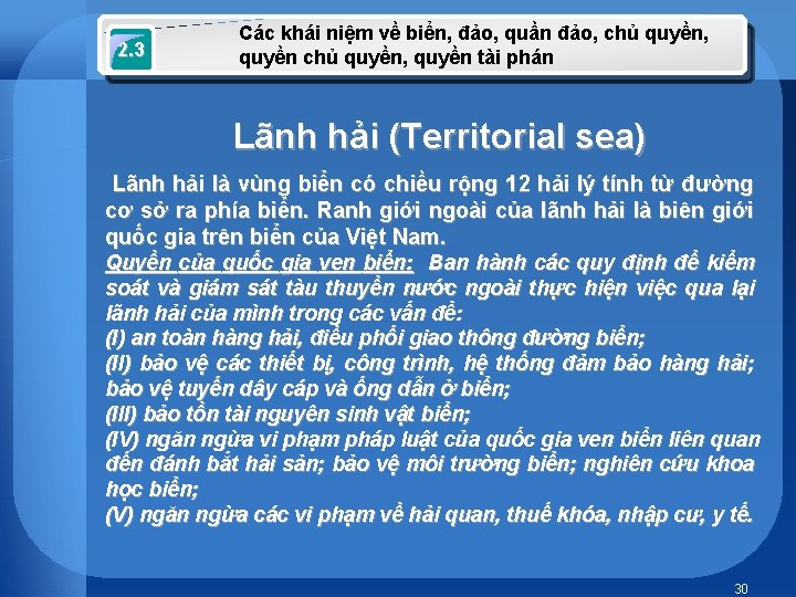 2. 3 Các khái niệm về biển, đảo, quần đảo, chủ quyền, quyền chủ