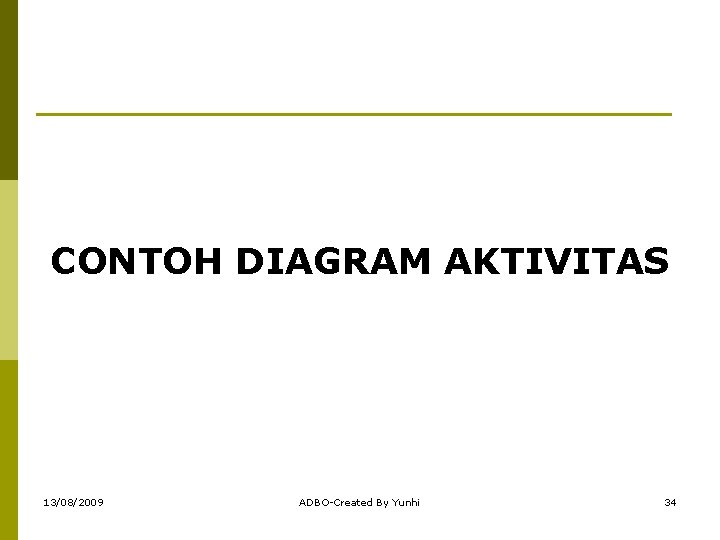 CONTOH DIAGRAM AKTIVITAS 13/08/2009 ADBO-Created By Yunhi 34 