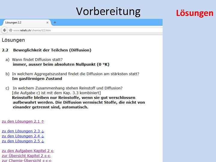 Vorbereitung Lösungen Vorbereitung Lösungen