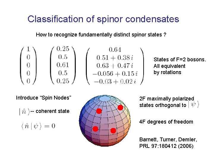 Classification of spinor condensates How to recognize fundamentally distinct spinor states ? States of