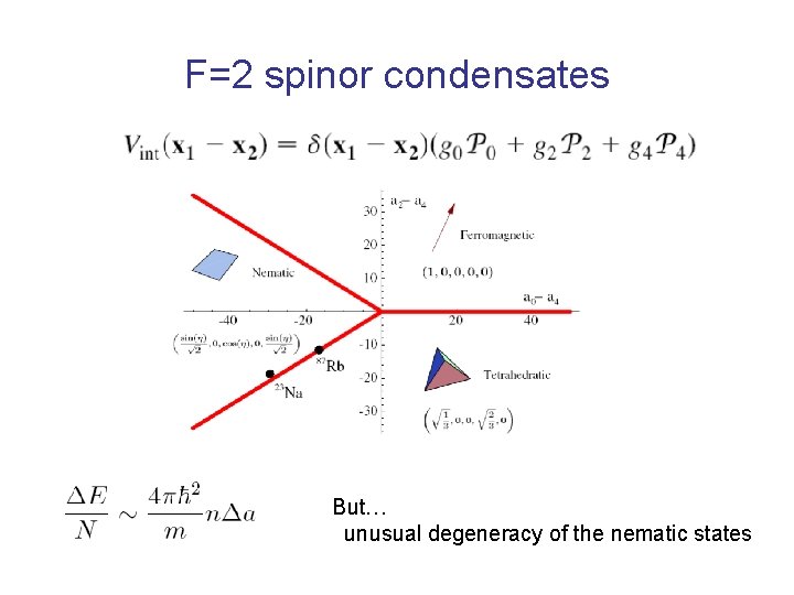 F=2 spinor condensates But… unusual degeneracy of the nematic states 