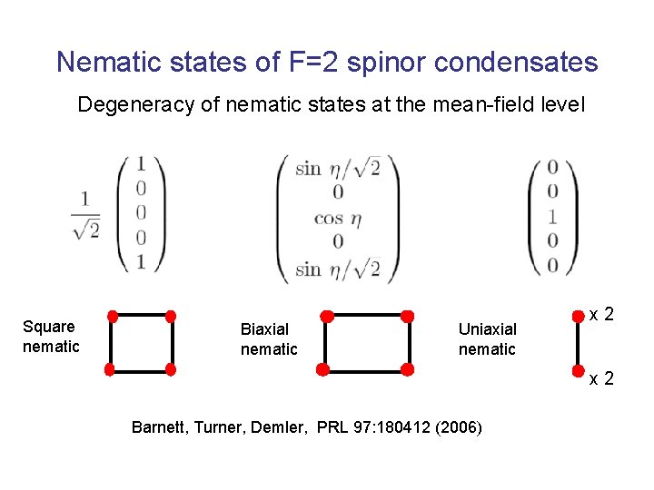 Nematic states of F=2 spinor condensates Degeneracy of nematic states at the mean-field level