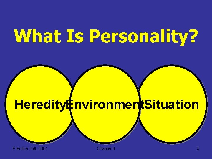 What Is Personality? Heredity. Environment. Situation Prentice Hall, 2001 Chapter 4 5 