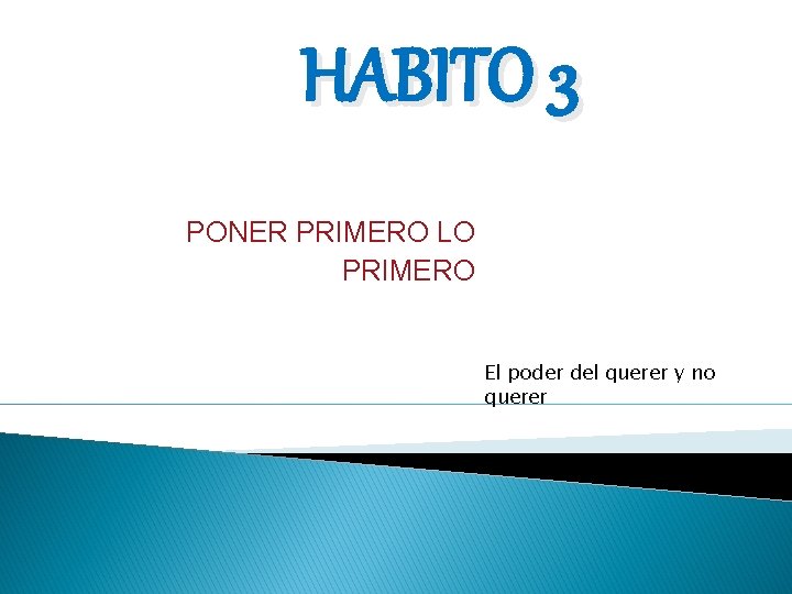 HABITO 3 PONER PRIMERO LO PRIMERO El poder del querer y no querer 