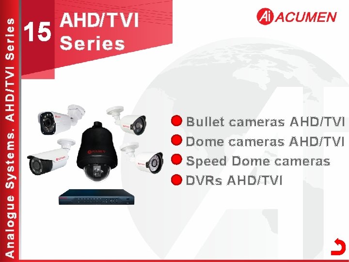 Analogue Systems. AHD/TVI Series 15 AHD/TVI Series l l Bullet cameras AHD/TVI Dome cameras