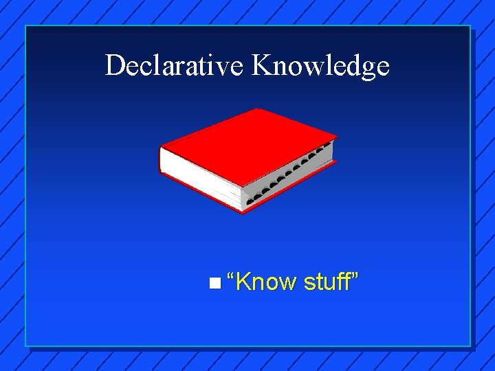 Declarative Knowledge n “Know stuff” 