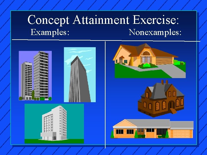 Concept Attainment Exercise: Examples: Nonexamples: 