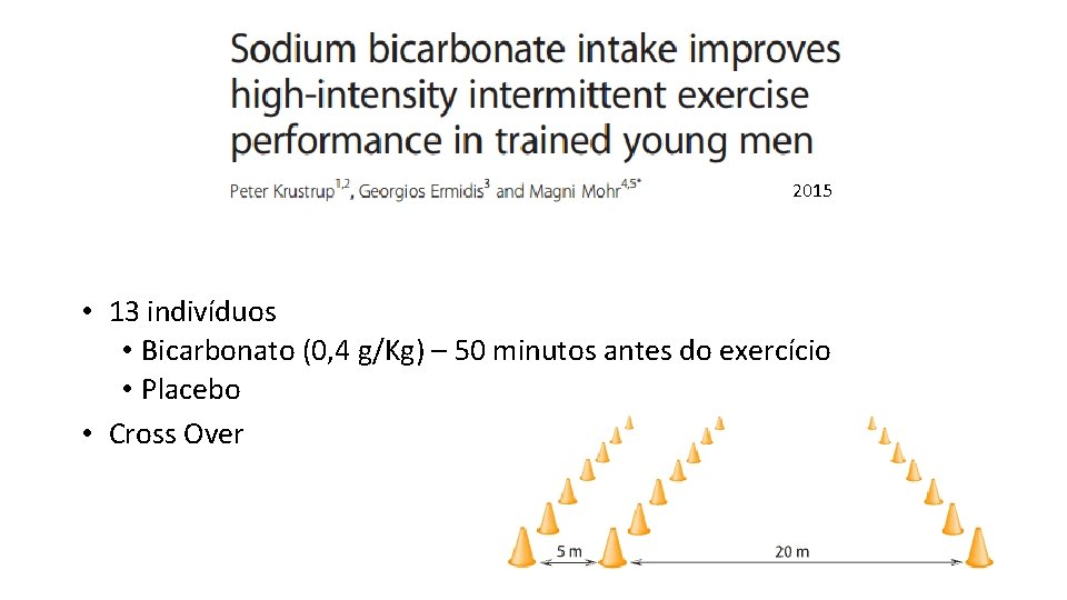 2015 • 13 indivíduos • Bicarbonato (0, 4 g/Kg) – 50 minutos antes do