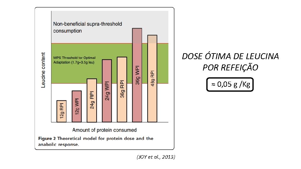DOSE ÓTIMA DE LEUCINA POR REFEIÇÃO ≈ 0, 05 g /Kg (JOY et al.