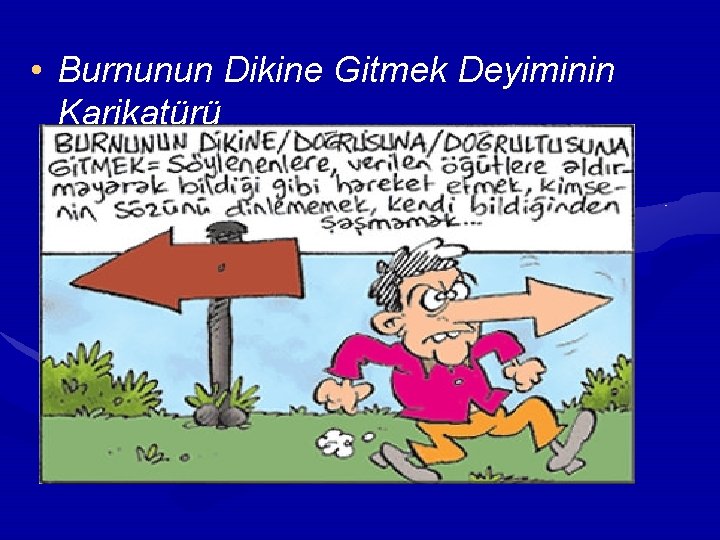 • Burnunun Dikine Gitmek Deyiminin Karikatürü • Burnunun Dikine Gitmek Deyiminin Karikatürü