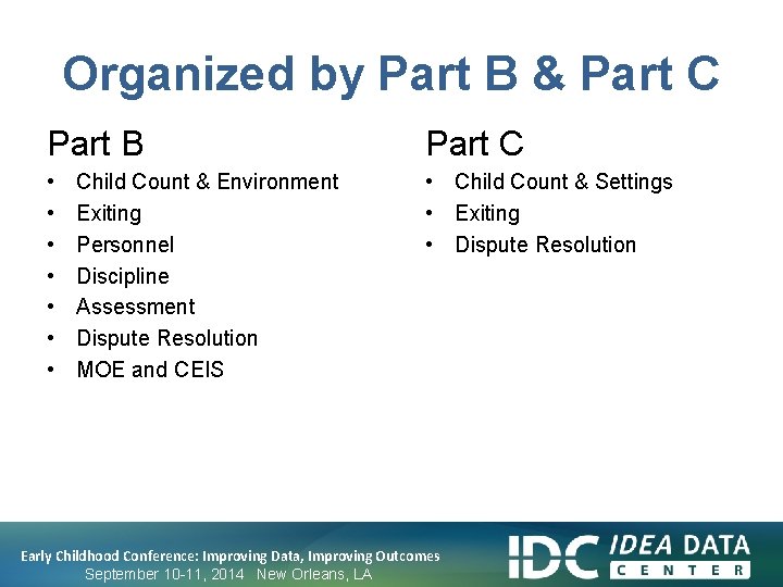 Organized by Part B & Part C Part B Part C • • Child