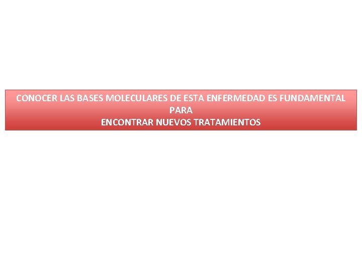 CONOCER LAS BASES MOLECULARES DE ESTA ENFERMEDAD ES FUNDAMENTAL PARA ENCONTRAR NUEVOS TRATAMIENTOS 