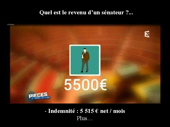 Quel est le revenu d’un sénateur ? . . . - Indemnité : 5 Quel est le revenu d’un sénateur ? . . . - Indemnité : 5