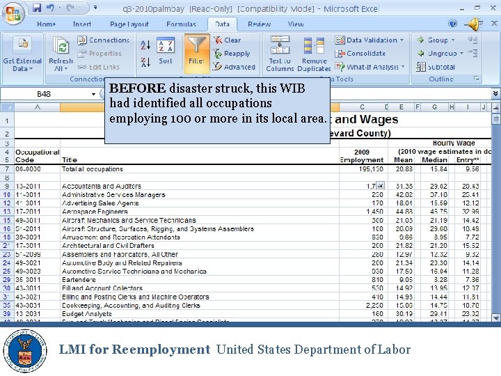 BEFORE disaster struck, this WIB had identified all occupations employing 100 or more in