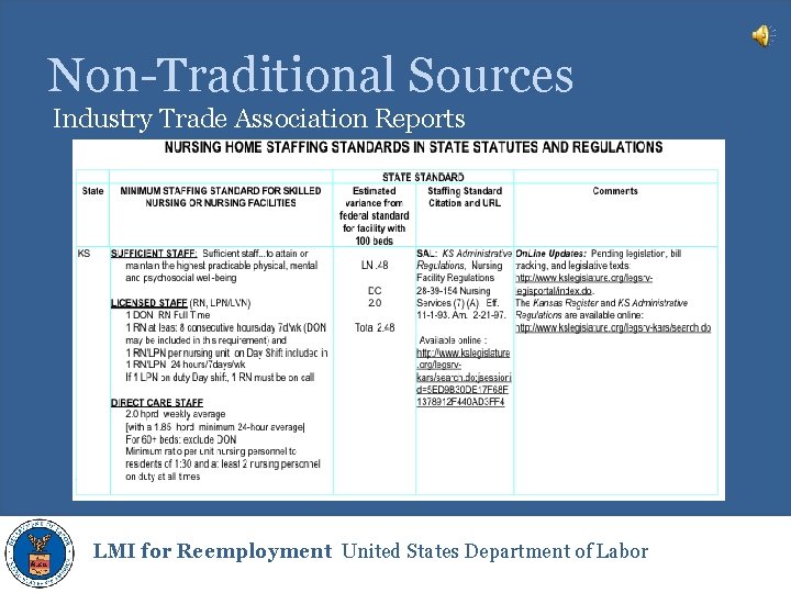 Non-Traditional Sources Industry Trade Association Reports LMI for Reemployment United States Department of Labor