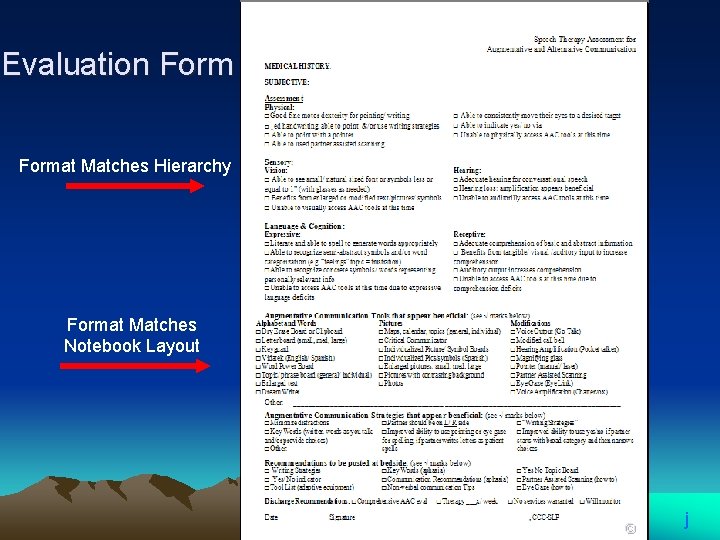 Evaluation Format Matches Hierarchy Format Matches Notebook Layout Boulder Community Hospital © j 