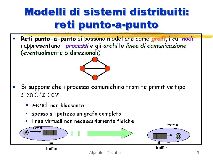 Modelli di sistemi distribuiti: reti punto-a-punto § Reti punto-a-punto si possono modellare come grafi,