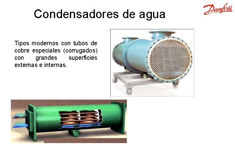 Condensadores de agua Tipos modernos con tubos de cobre especiales (corrugados) con grandes superficies