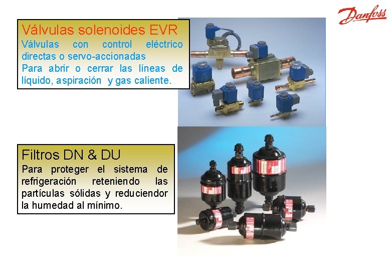 Válvulas solenoides EVR, DML y DCL Válvulas control eléctrico directas o servo-accionadas Para abrir