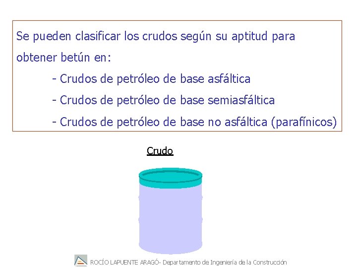 Se pueden clasificar los crudos según su aptitud para obtener betún en: - Crudos