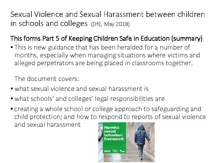 Sexual Violence and Sexual Harassment between children in schools and colleges (Df. E, May