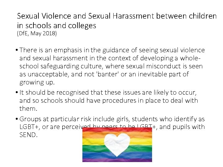 Sexual Violence and Sexual Harassment between children in schools and colleges (Df. E, May