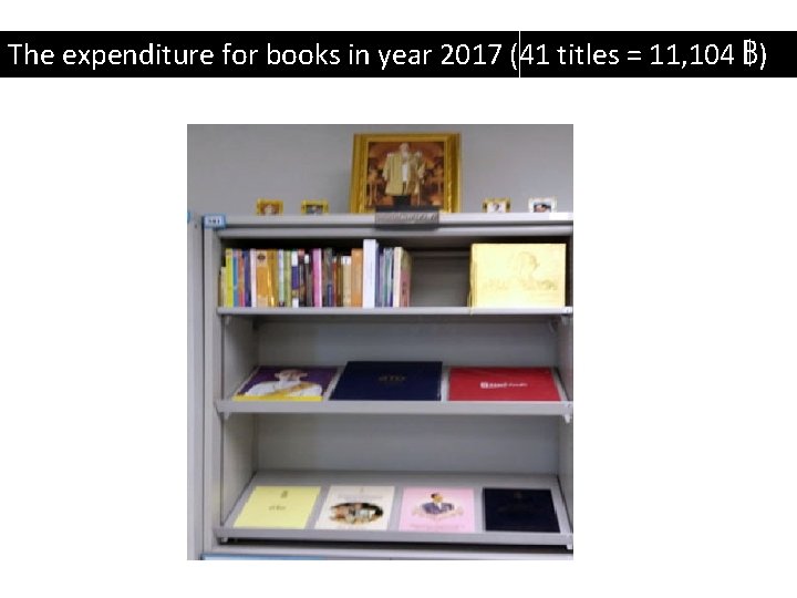 The expenditure for books in year 2017 (41 titles = 11, 104 ฿) 