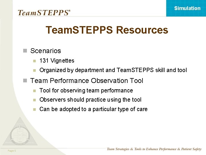 Simulation Team. STEPPS Resources n Scenarios n 131 Vignettes n Organized by department and