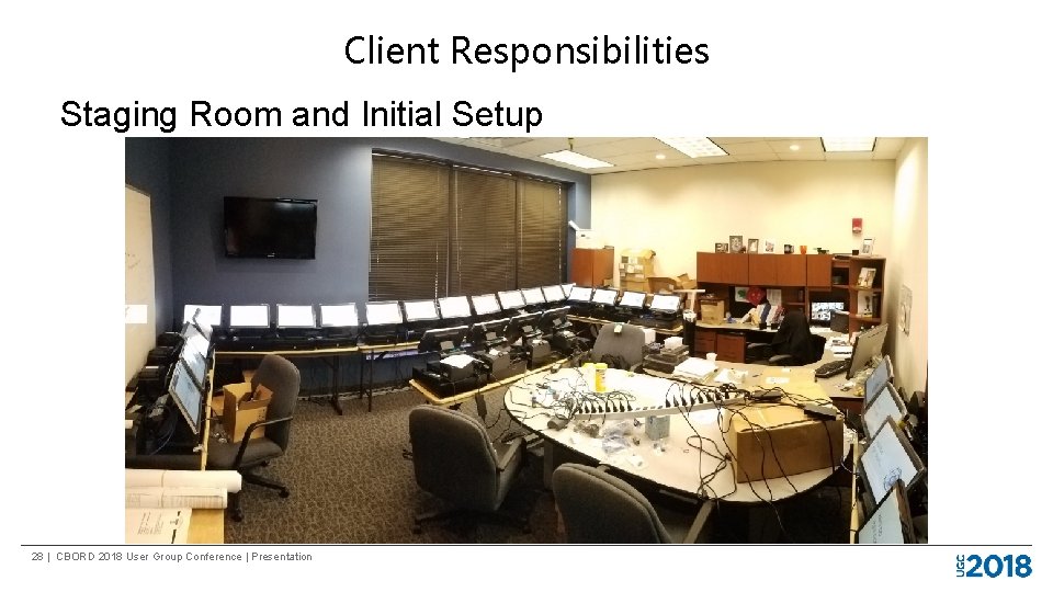 Client Responsibilities Staging Room and Initial Setup 28 | CBORD 2018 User Group Conference