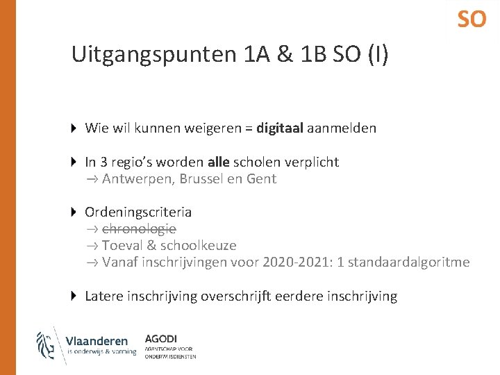 Uitgangspunten 1 A & 1 B SO (I) Wie wil kunnen weigeren = digitaal