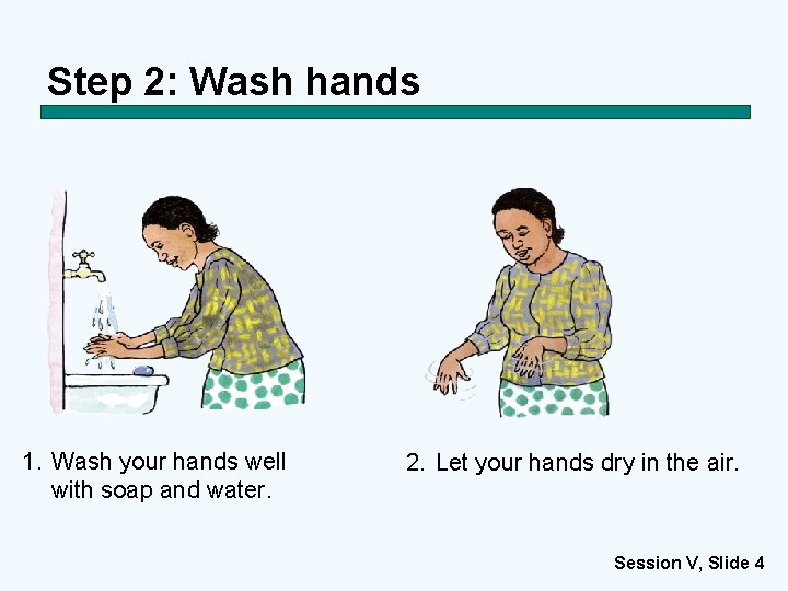 Step 2: Wash hands 1. Wash your hands well with soap and water. 2.