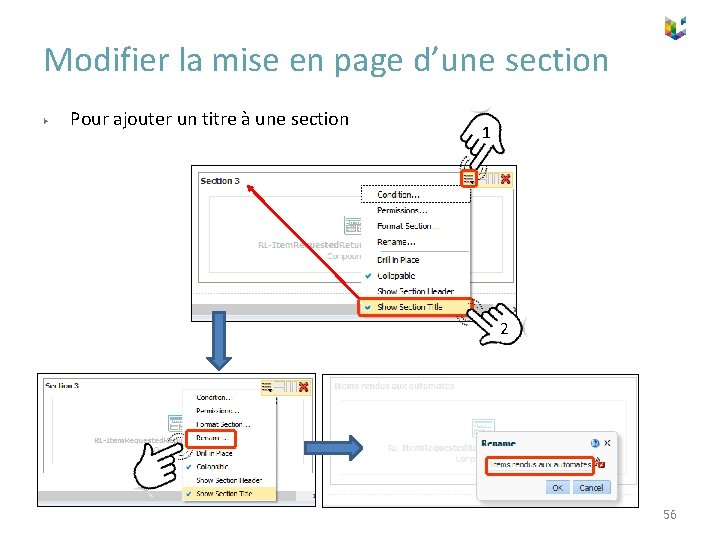 Modifier la mise en page d’une section ▶ Pour ajouter un titre à une