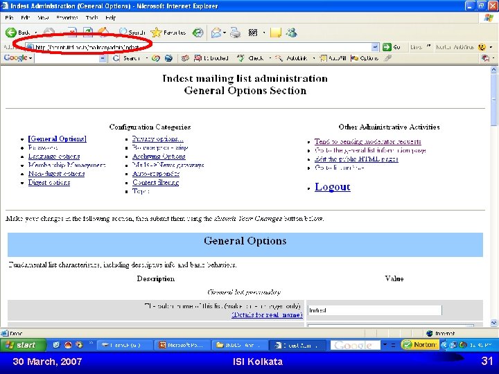 30 March, 2007 ISI Kolkata 31 