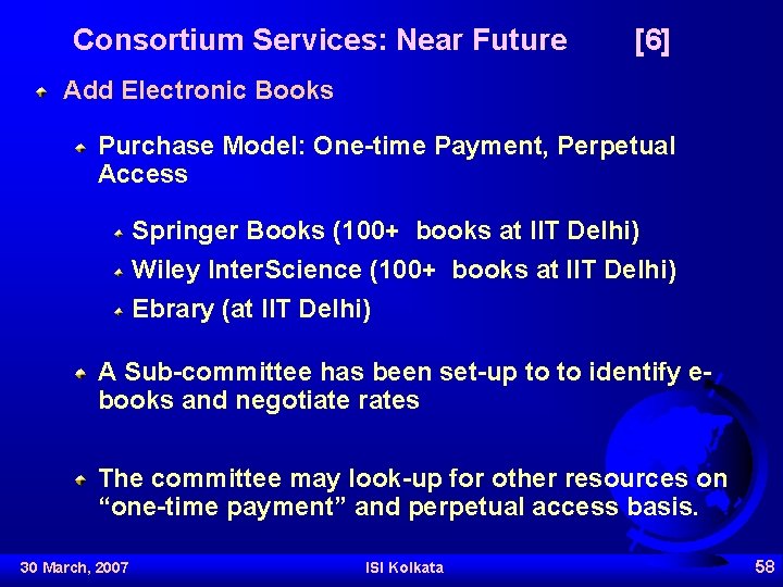 Consortium Services: Near Future [6] Add Electronic Books Purchase Model: One-time Payment, Perpetual Access