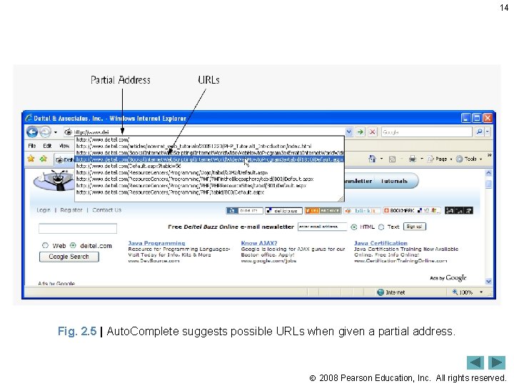 14 Fig. 2. 5 | Auto. Complete suggests possible URLs when given a partial