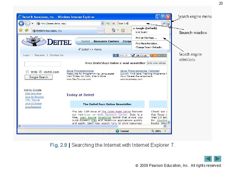 20 Fig. 2. 9 | Searching the Internet with Internet Explorer 7. 2008 Pearson