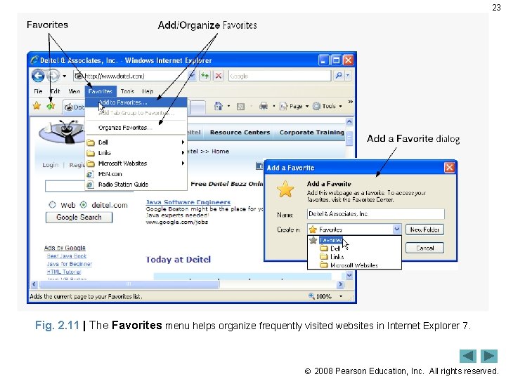 23 Fig. 2. 11 | The Favorites menu helps organize frequently visited websites in