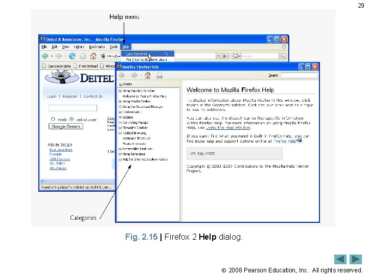 29 Fig. 2. 15 | Firefox 2 Help dialog. 2008 Pearson Education, Inc. All