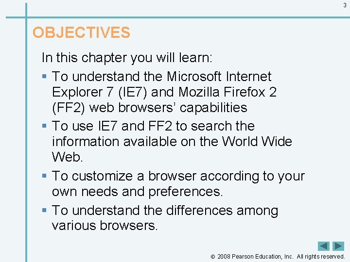 3 OBJECTIVES In this chapter you will learn: § To understand the Microsoft Internet